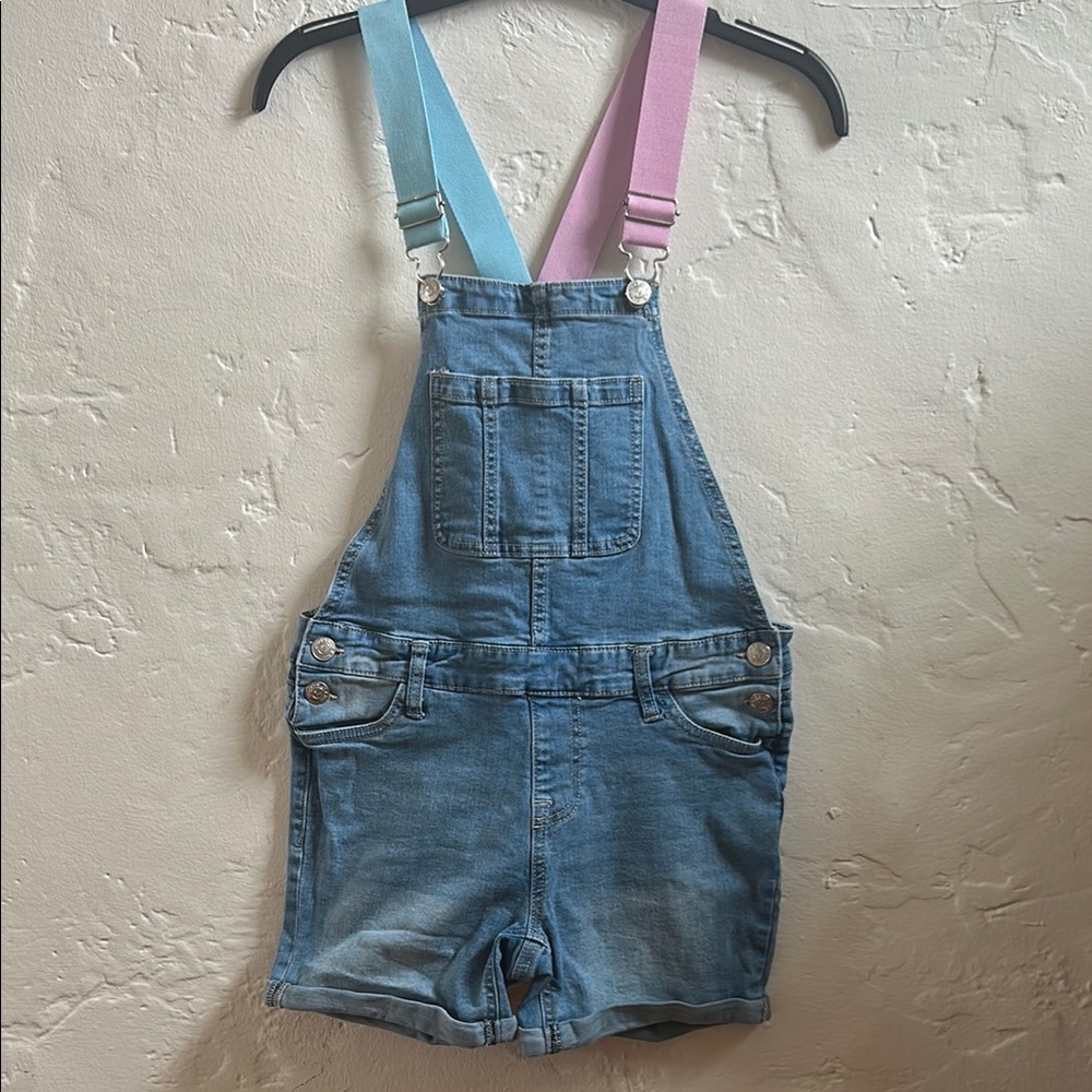 Vigoss Denim Overalls with Pastel Straps